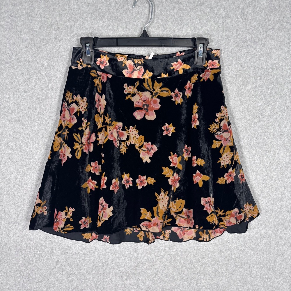 Free People‎ Margaux Velvet Burnout Skirt Sz 4 Floral Dark Romantic Fairy Grunge